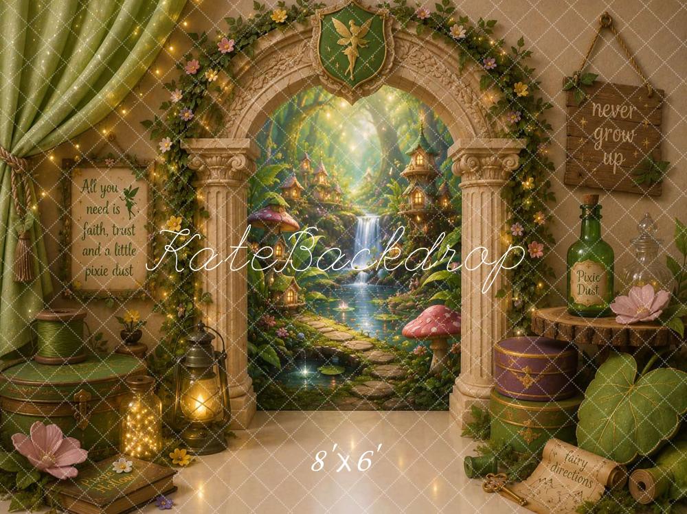Kate Fairy Fantasy Pixie Grove Passage Green Archway Printed Backdrop Designed by Caitlin Lynch