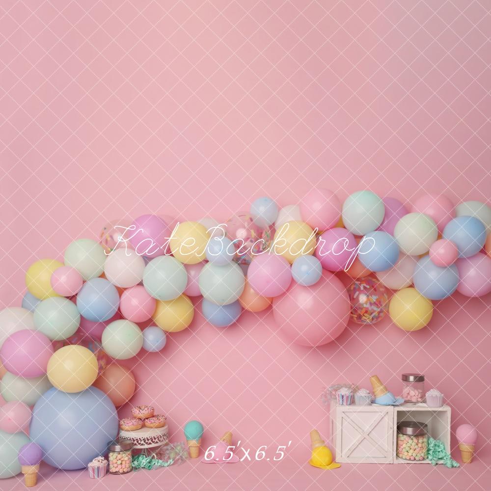 Kate Cake Smash Pastel Balloons Dessert Backdrop Designed by Melissa King