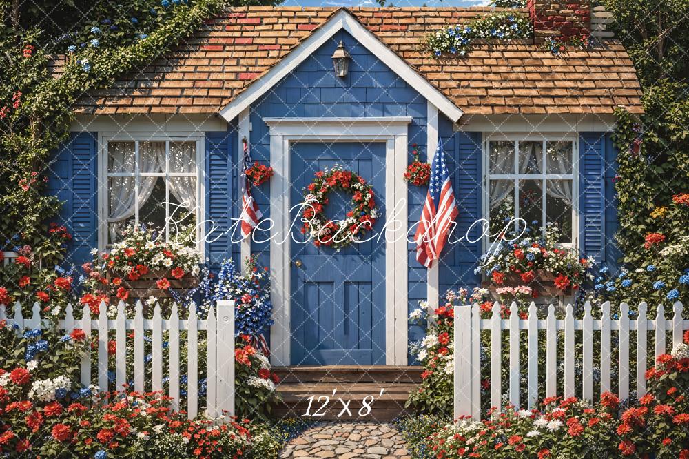 Kate Independence Day Cottage Floral Fence Backdrop Designed by Emetselch