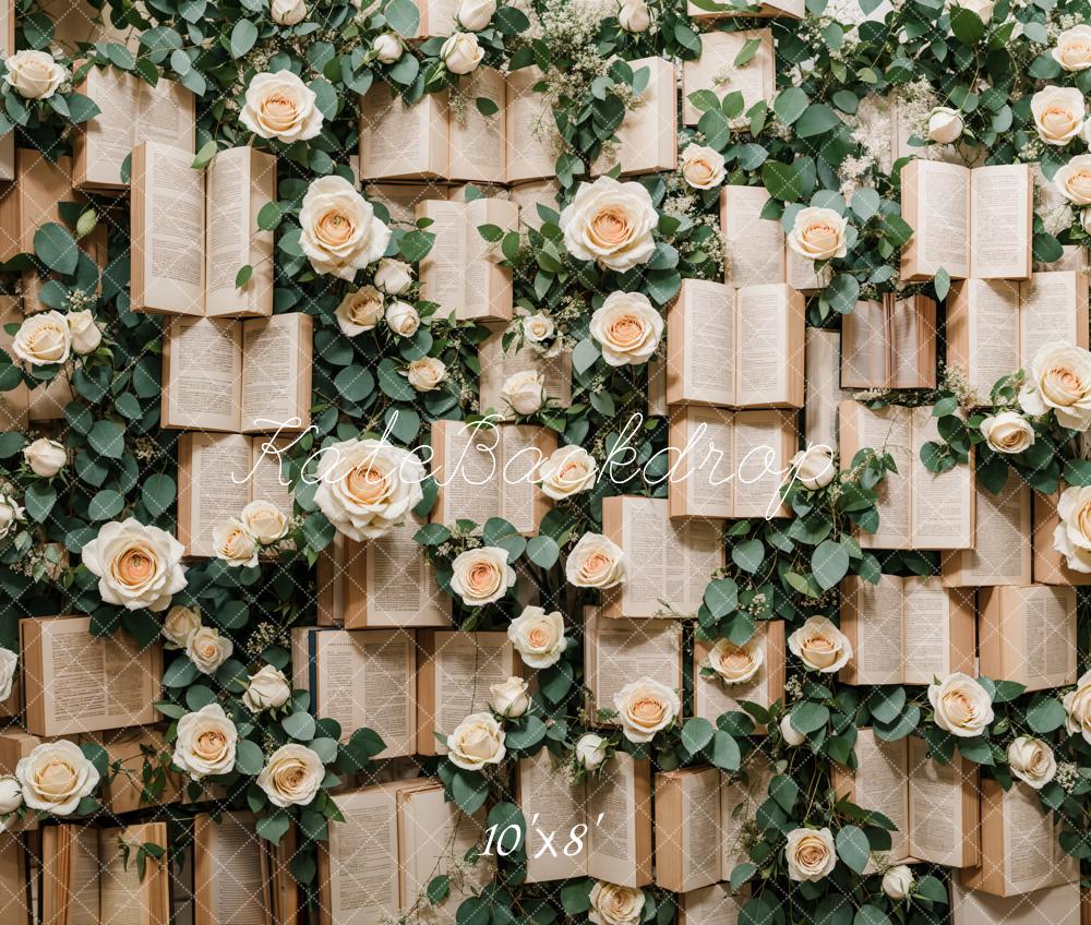Kate Valentine Spring Vintage Books Roses Backdrop Designed by Emetselch