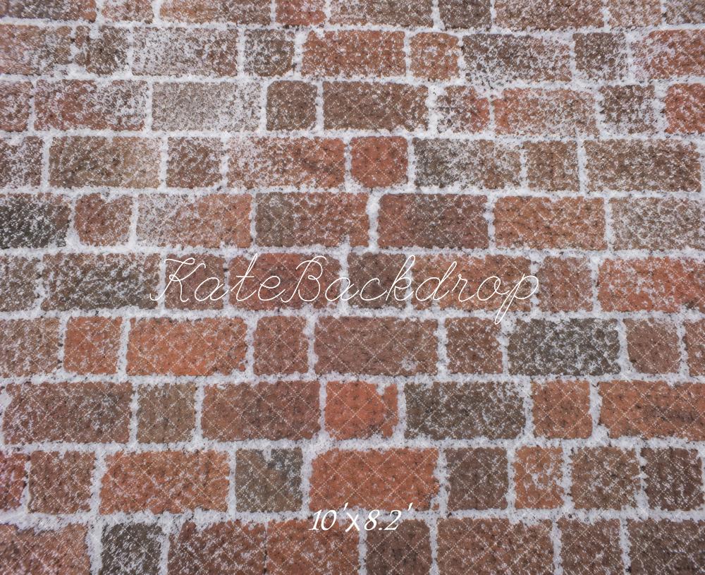 Kate Snowy Red Brick Wall Printed Backdrop Designed by Vertigo Productions