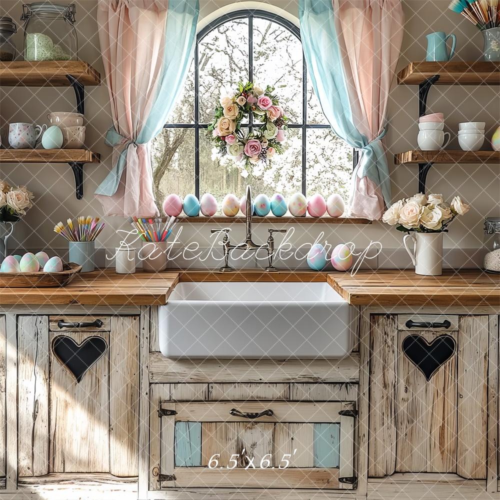 Kate Easter Kitchen Pastel Wood Backdrop Designed by Mini MakeBelieve