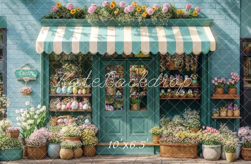 Kate Easter Blue Flower Shop Backdrop Designed by Emetselch