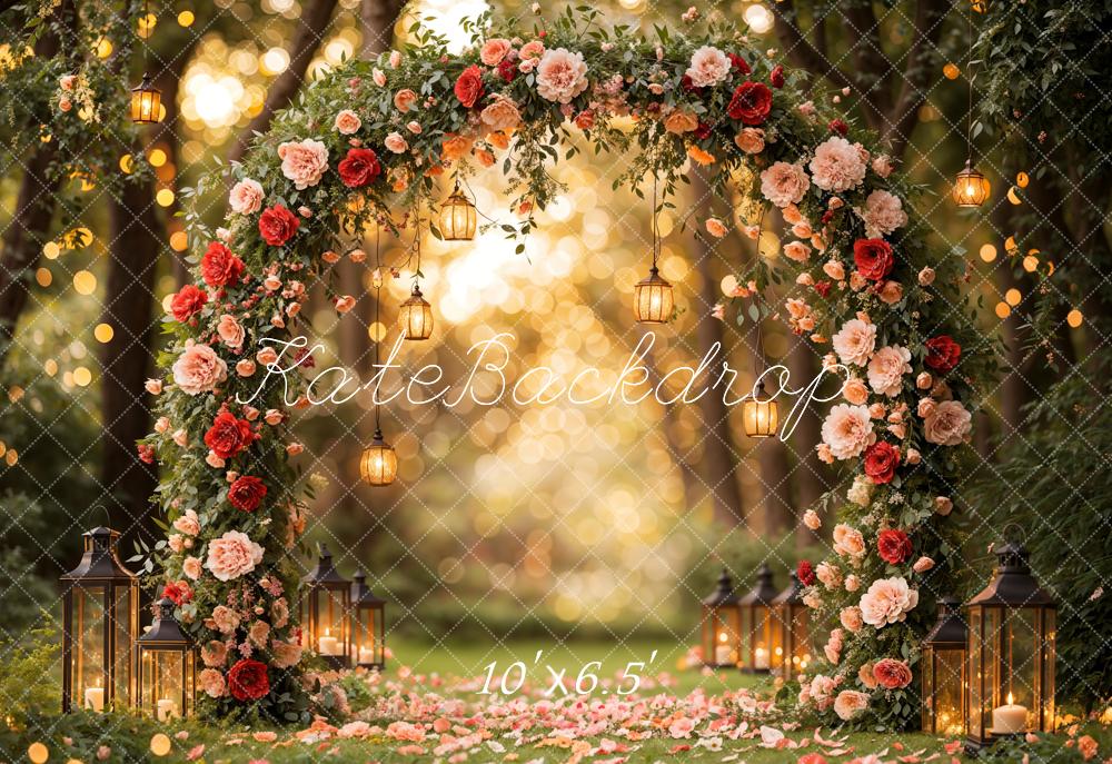 Kate Valentine Lantern Flower Arch Printed Backdrop Designed by Emetselch