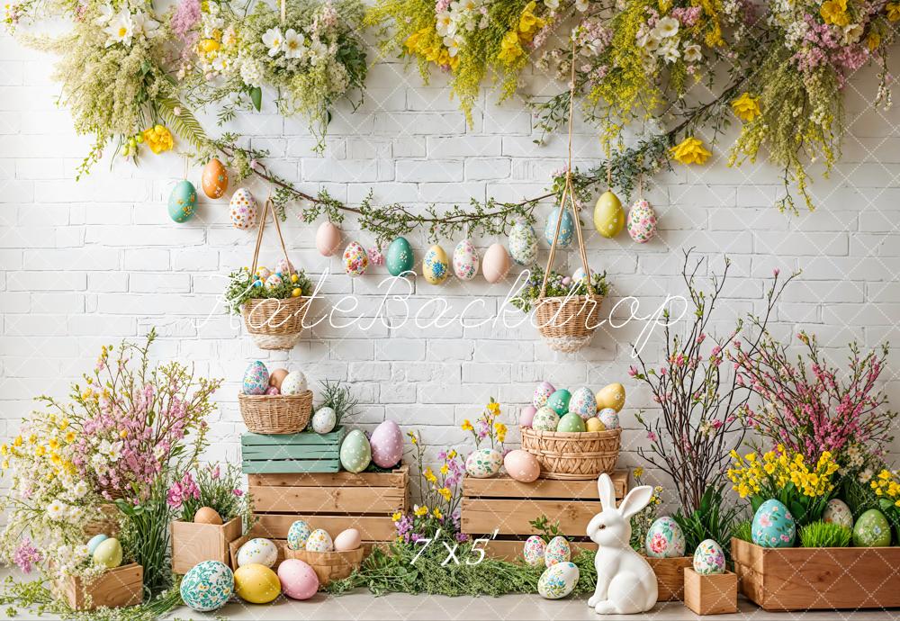 Kate Easter Floral Wooden Ladder Bunny Eggs Backdrop Designed by Emetselch