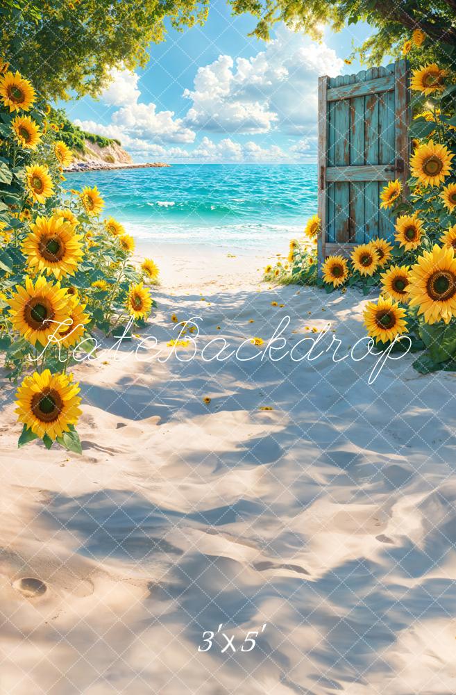 Kate Summer Beach Sunflower Backdrop Designed by Emetselch