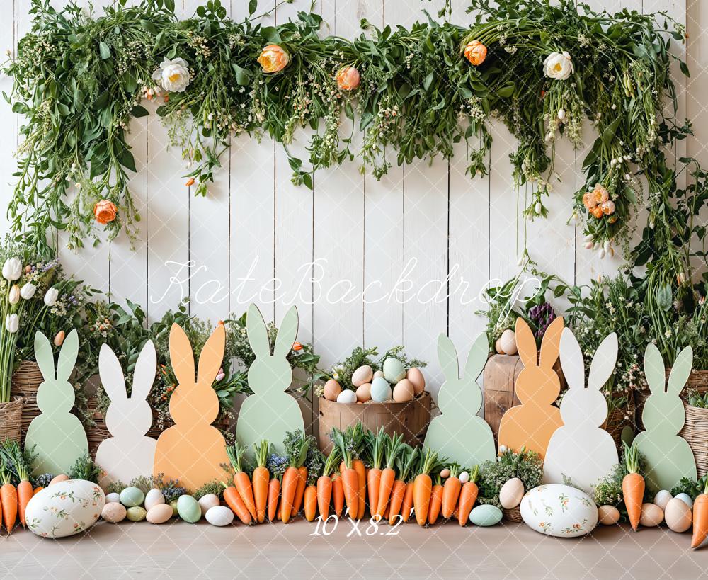 Silhouette de Conejo de Pascua Floral Fondo Blanco Diseñado por Emetselch