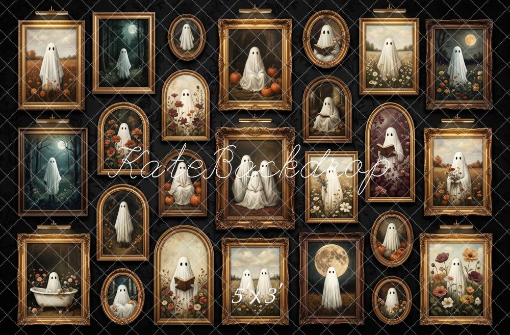 Kate Halloween Vintage Ghost Portrait Gallery Printed Backdrop Designed by Patty Roberts