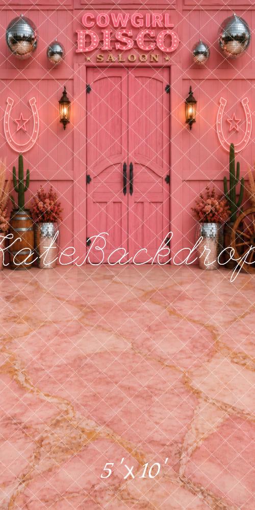 Kate Sweep Cowgirl Disco Saloon Pink Disco Balls Cactus Printed Backdrop Designed by Vertigo Productions