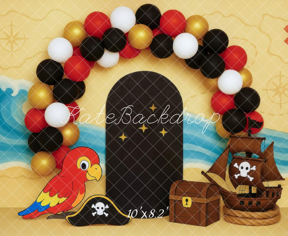 Kate Cake Smash Pirate Adventure Treasure Balloon Backdrop Designed by Mini MakeBelieve