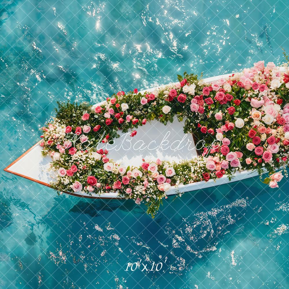 Sfondo per pavimento con barca floreale in mare progettato da Emetselch