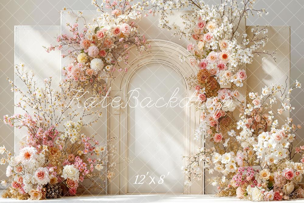 Kate Spring Flower Arch Cream Floral Door Frame Printed Backdrop Designed by Emetselch