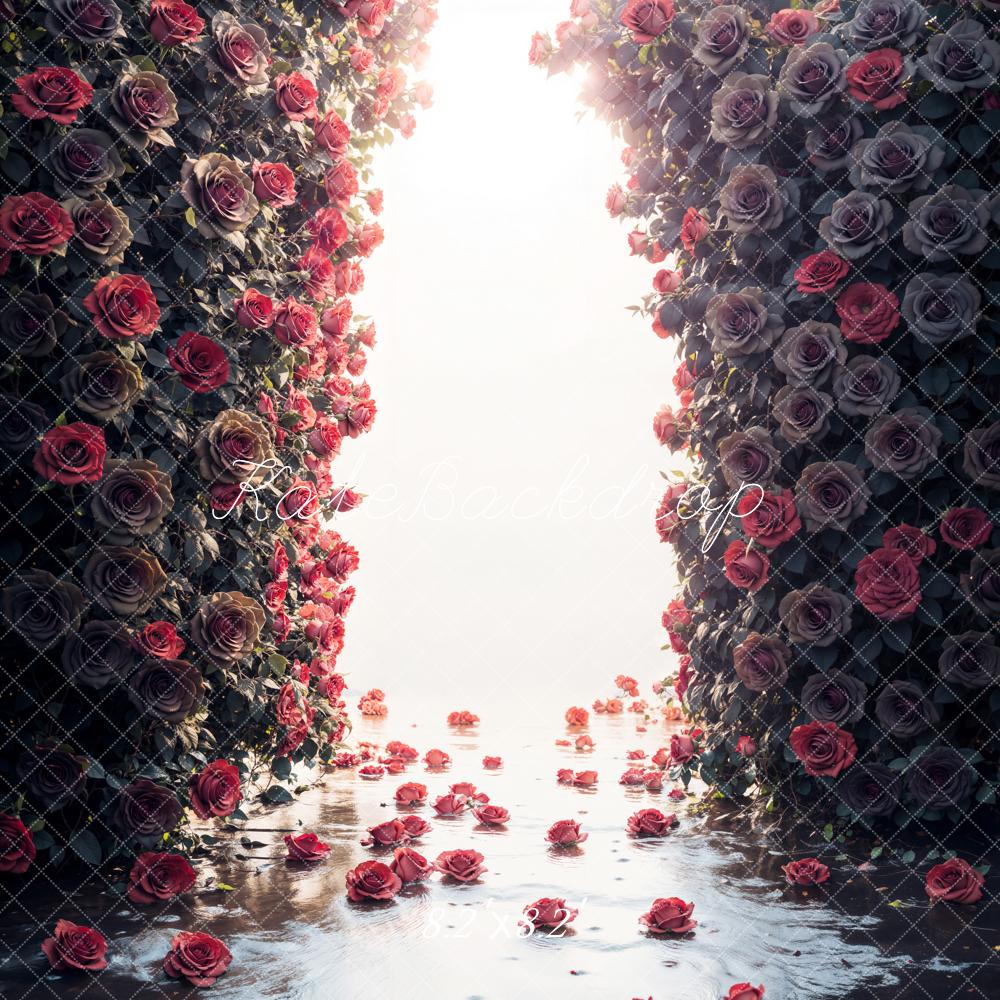 Kate Dark Rose Flower Wall Backdrop Designed by Emetselch