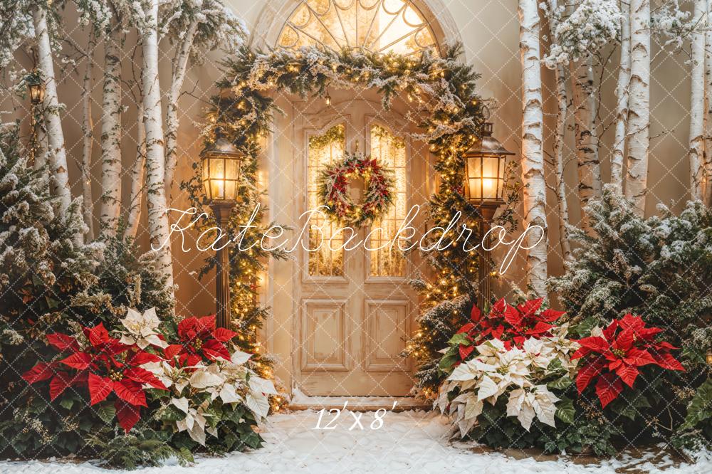 Kate Christmas Door Garland Poinsettia Tree Backdrop Designed by Emetselch