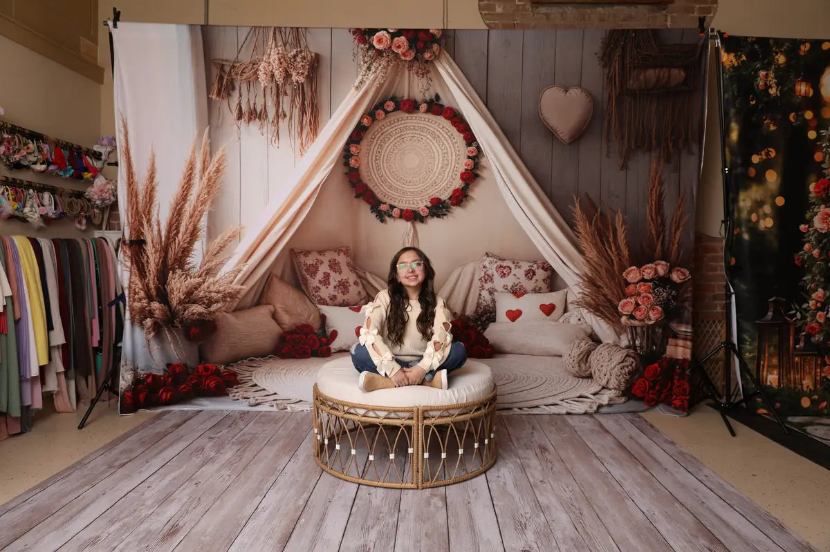 Fondo de tienda floral bohemio romántico de primavera diseñado por Emetselch