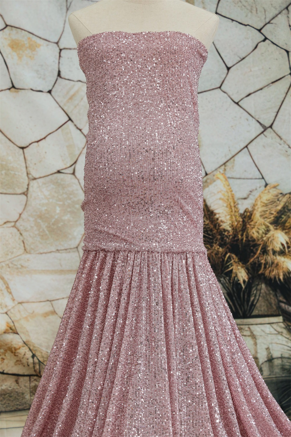 Kate Sequin Embroidery Trailing Detachable Sleeve Custom Maternity Photoshoot Gowns