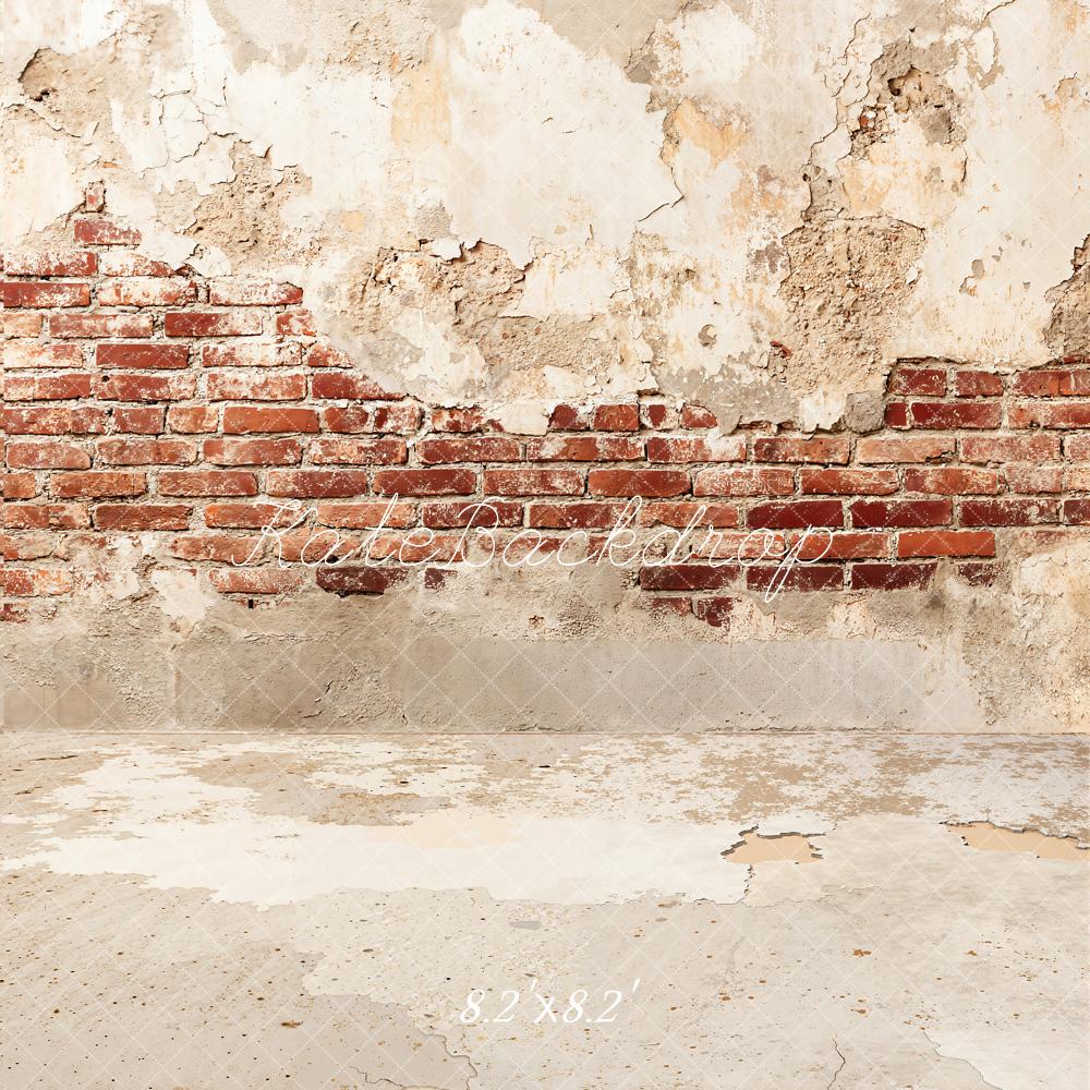 Kate Vintage Brick Exposed Plaster Wall Printed Backdrop Designed by Kate Image