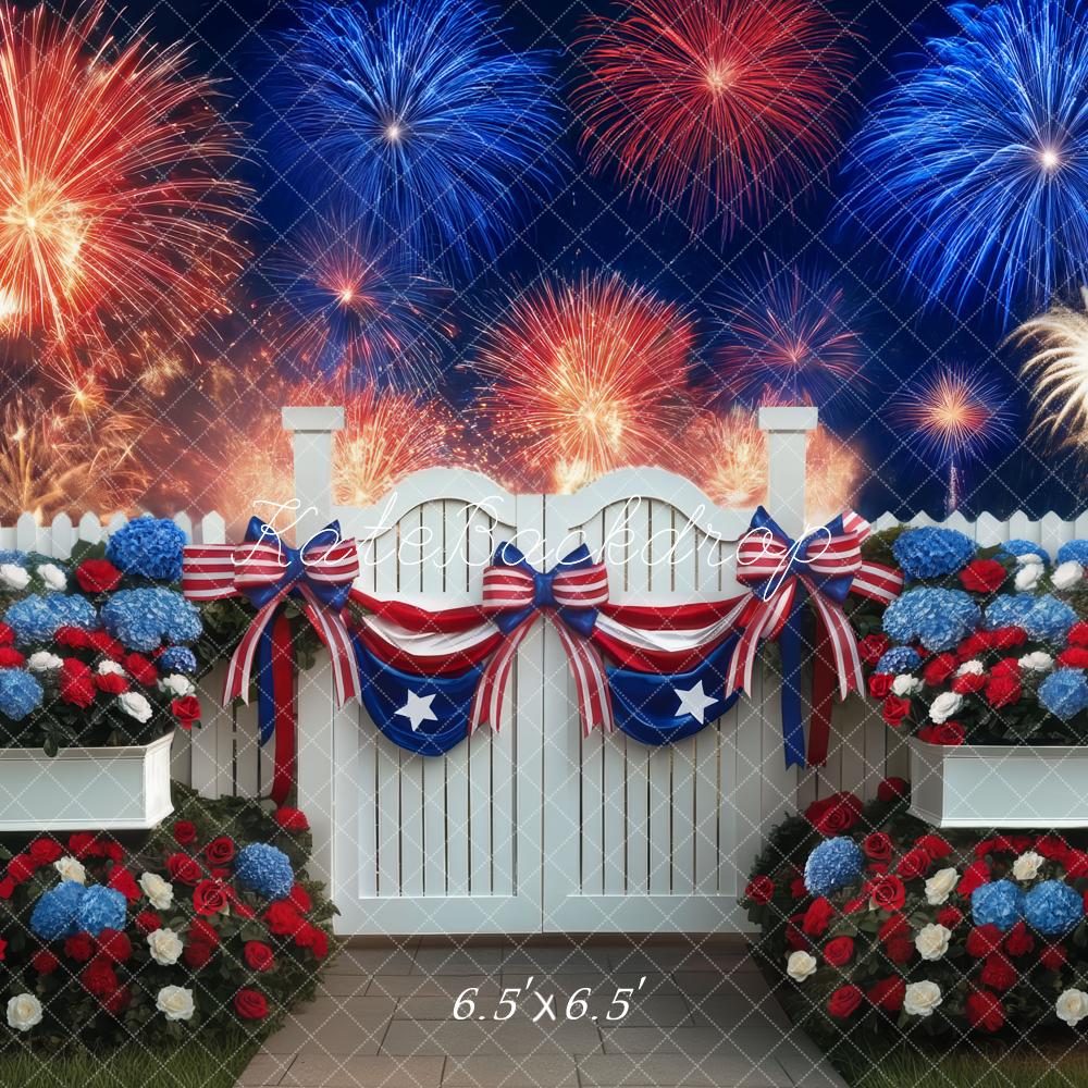 Independence Day Fireworks Garden Fence Backdrop Designed by Mini MakeBelieve