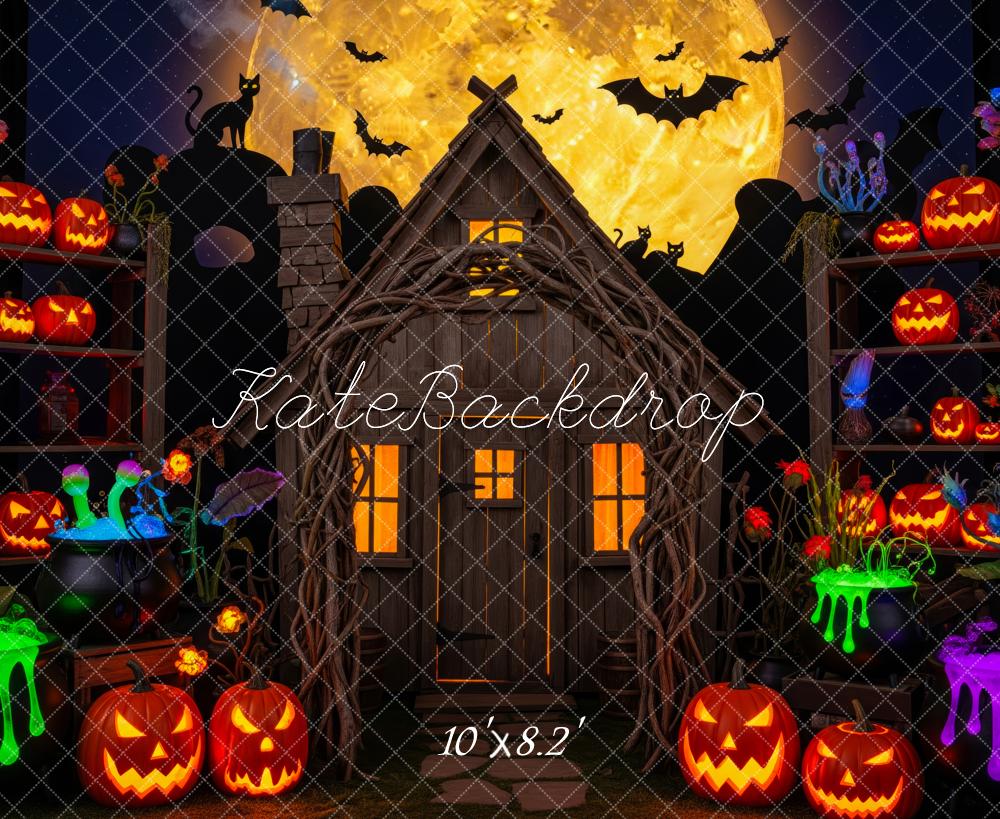 Kate Halloween Haunted House Jack-O-Lantern Moon Cauldrons Backdrop Designed by Patty Roberts
