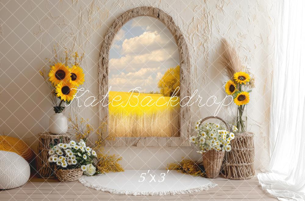 Kate Fall Boho Simple Sunflower Arch Rustic Backdrop Designed by Mini MakeBelieve