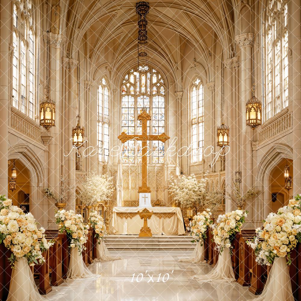 Kate Retro Church Floral Architecture Backdrop Designed by Emetselch