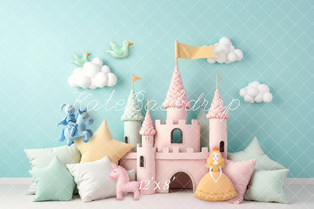 Kate Princess Castle Pony and Princess Cushions Printed Backdrop Designed by Laura Bybee
