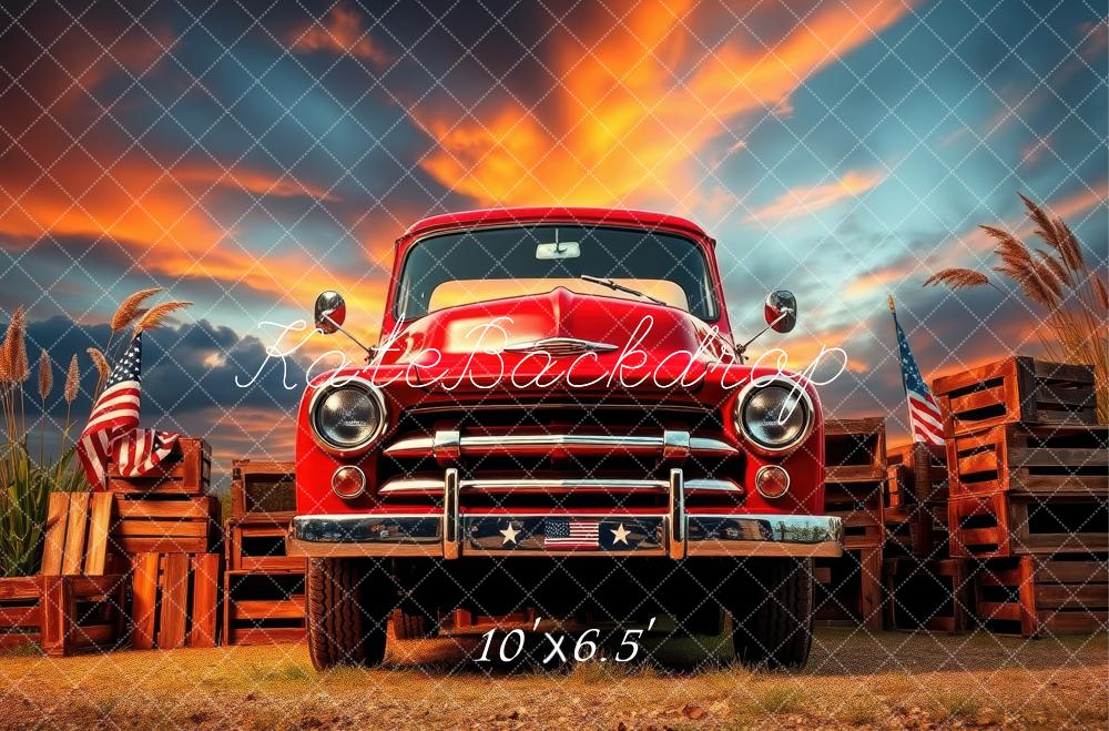 Giorno dell'Indipendenza Camion Tramonto Americano Fondo progettato da Laura Bybee