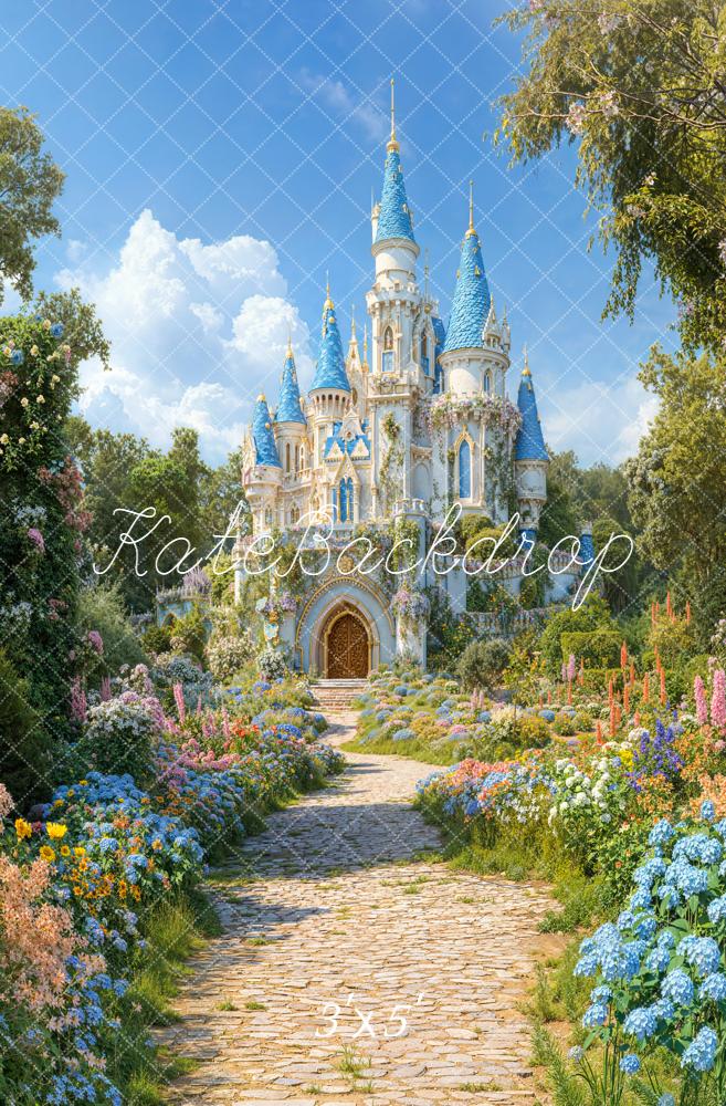 Kate Spring Fairy Castle Garden Cobblestone Path Backdrop Designed by Chain Photography