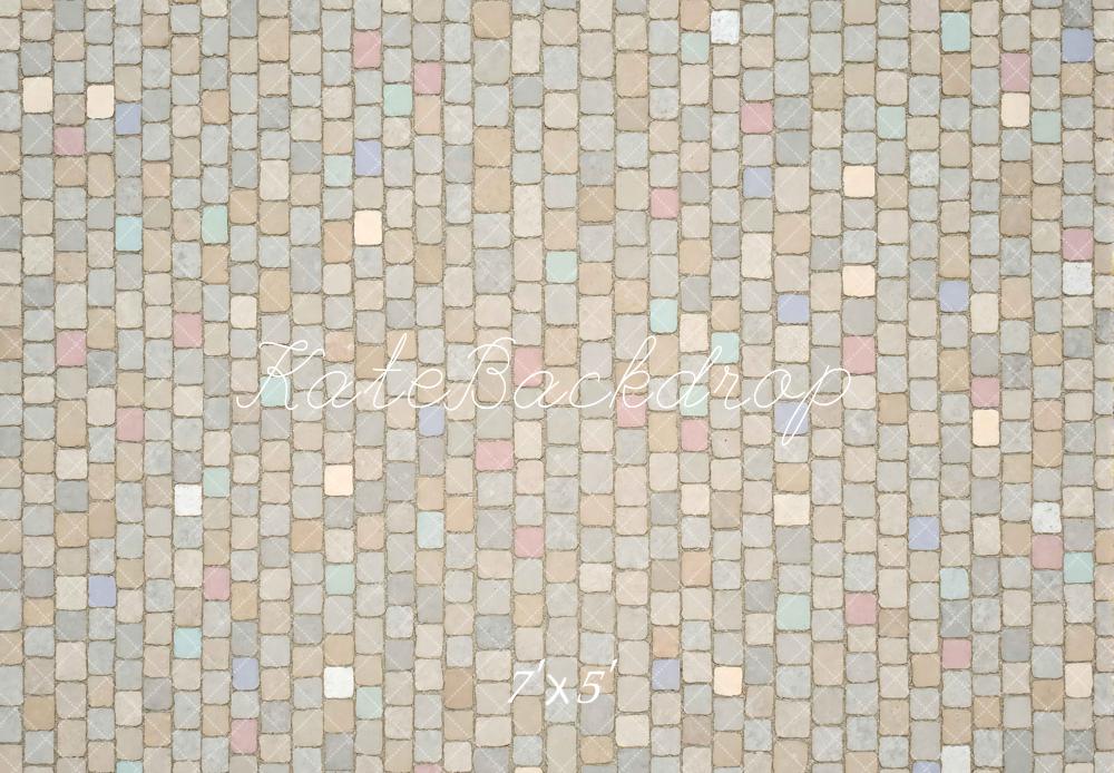 Kate Pastel Cobblestone Floor Printed Backdrop Designed by Mini MakeBelieve
