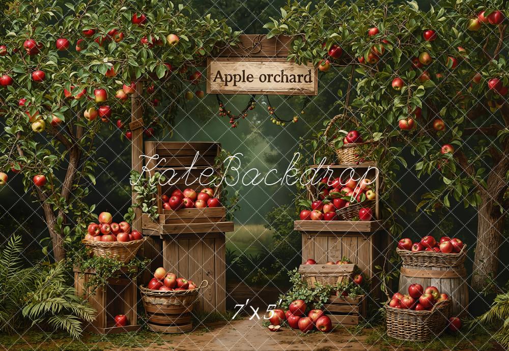 Kate Fall Apple Orchard Trees Baskets Barrels Crates Backdrop Designed by Emetselch