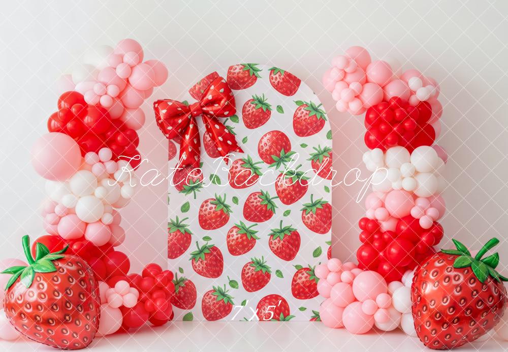 Kate Cake Smash Strawberry Balloon Arch Backdrop Designed by Patty Roberts