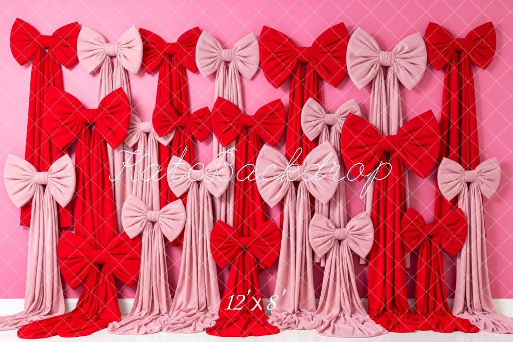 Kate Valentine's Day Pink and Red Bow Drapes Backdrop Designed by Patty Roberts