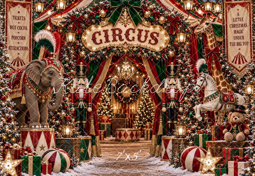 Kate Christmas Circus Animals Arch Nutcracker Printed Backdrop Designed by Ashley Paul
