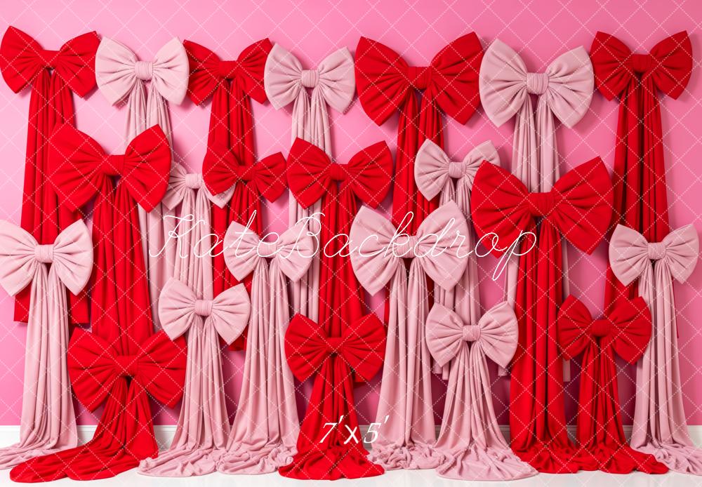 Kate Valentine's Day Pink and Red Bow Drapes Backdrop Designed by Patty Roberts