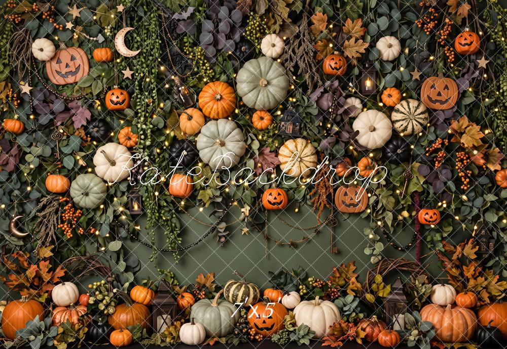 Kate Halloween Pumpkin Foliage Wall Leaves Printed Backdrop Designed by Patty Roberts
