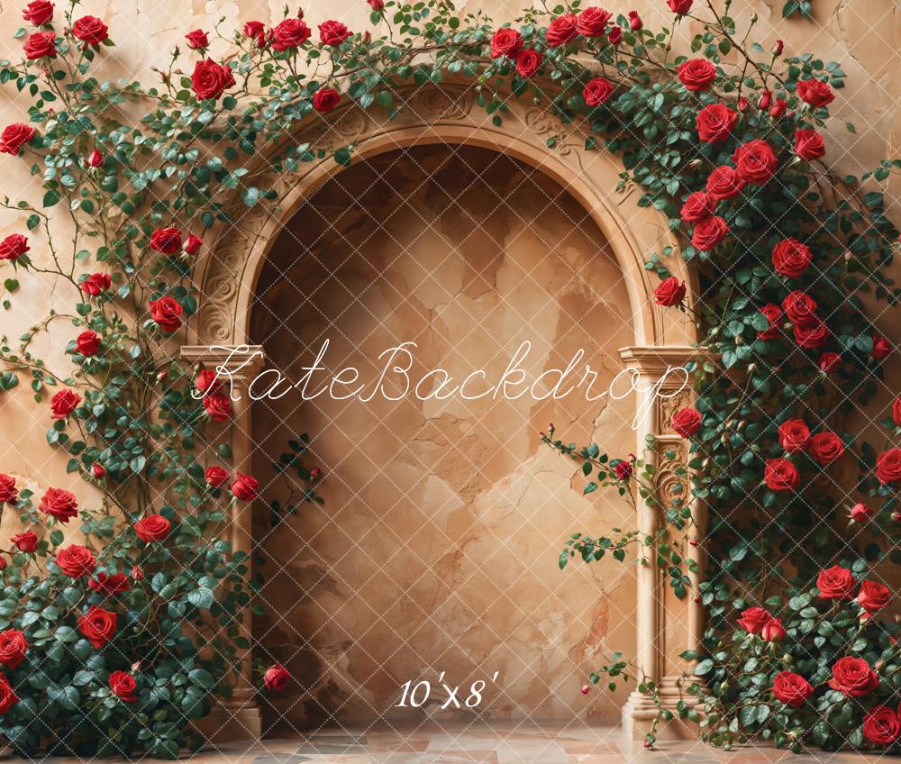 Arco floreale di rose marrone sfondo