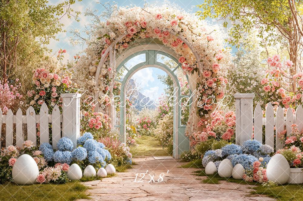 Kate Easter Bunny Flower Arch Pastel Garden Backdrop Designed by Chain Photography