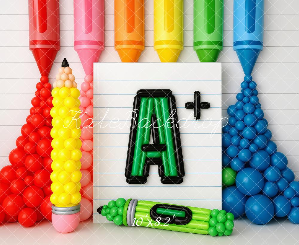 Kate Back to School Colorful Crayon A Plus Balloon Backdrop Designed by Patty Roberts