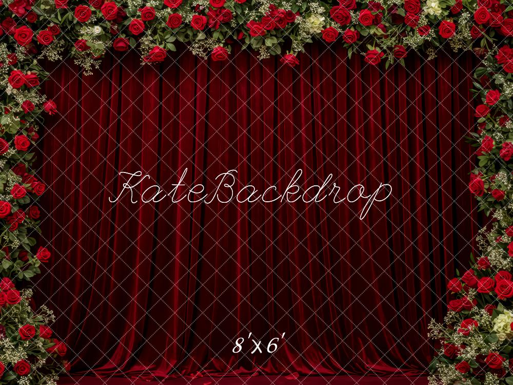 Kate Valentine's Day Red Curtain With Rose Flower Arch Backdrop Designed by Patty Roberts