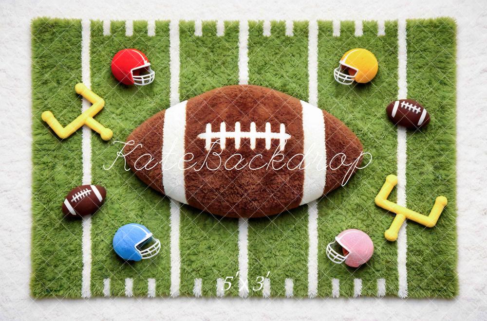 Kate Newborn Football Field Plush Ball Helmets Goalposts Printed Backdrop Designed by Mini MakeBelieve