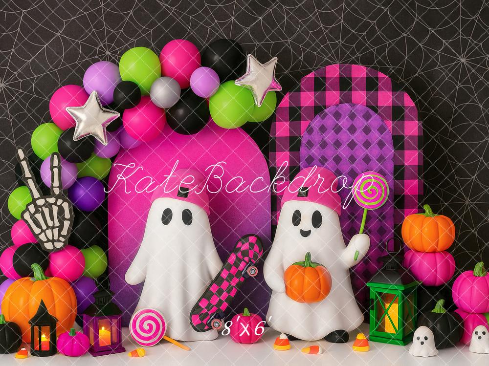 Kate Halloween Ghosts Pumpkins Balloon Arch Backdrop Designed by Ashley Paul