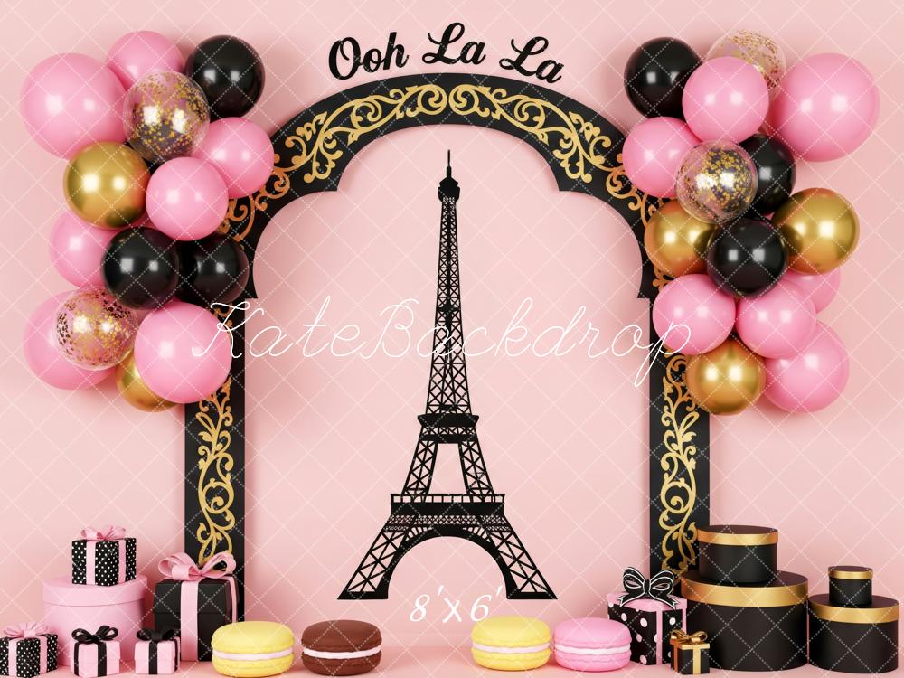 Kate Birthday Paris Eiffel Tower Arch Balloons Macarons Backdrop Designed by Patty Roberts