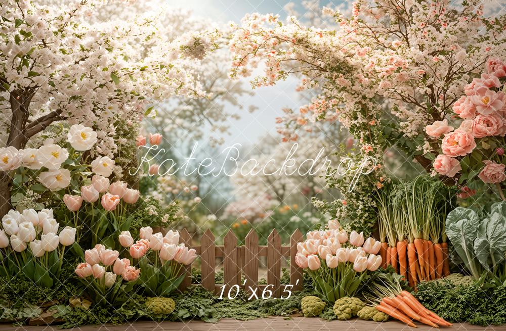 Kate Spring Easter Flower Arch Garden Fence Printed Backdrop Designed by Emetselch