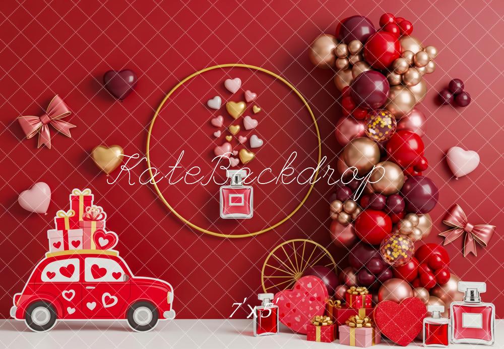 Kate Valentine's Day Red Balloons Hearts Gifts Car Backdrop Designed by Patty Roberts