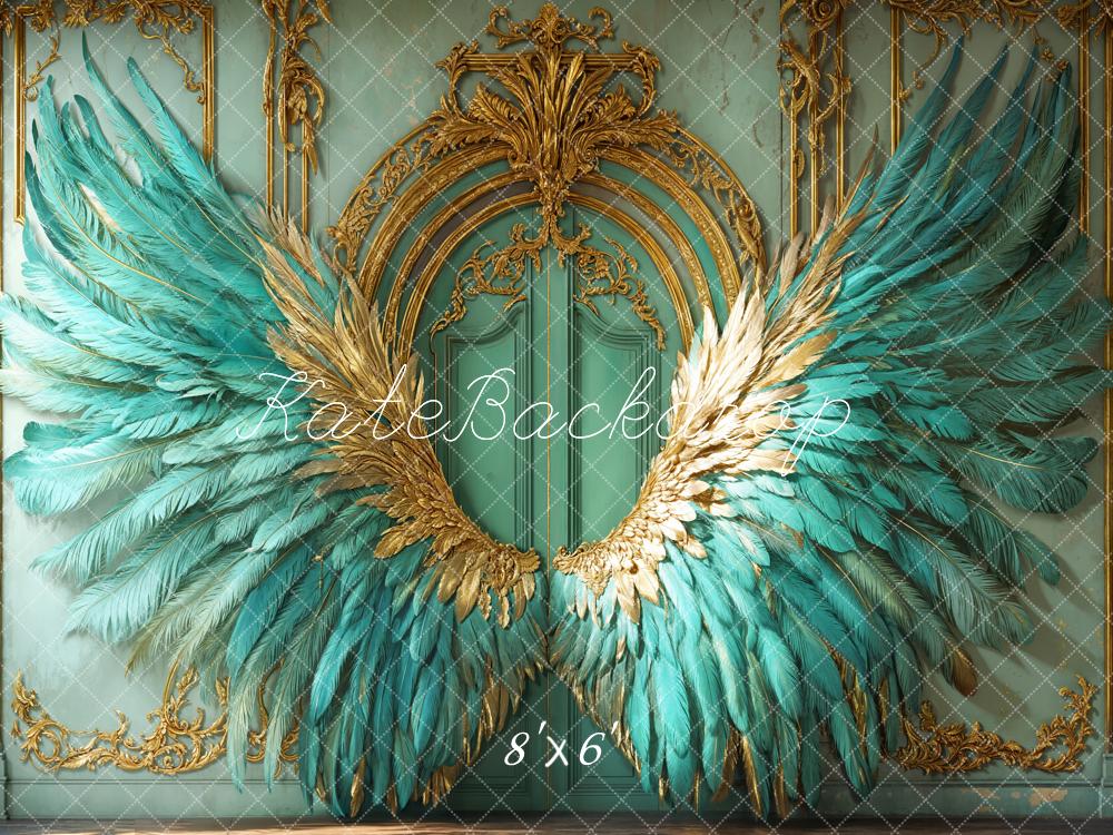 Elegant Vintage Turquoise Feather Wings Foto Achtergrond Designed by Emetselch