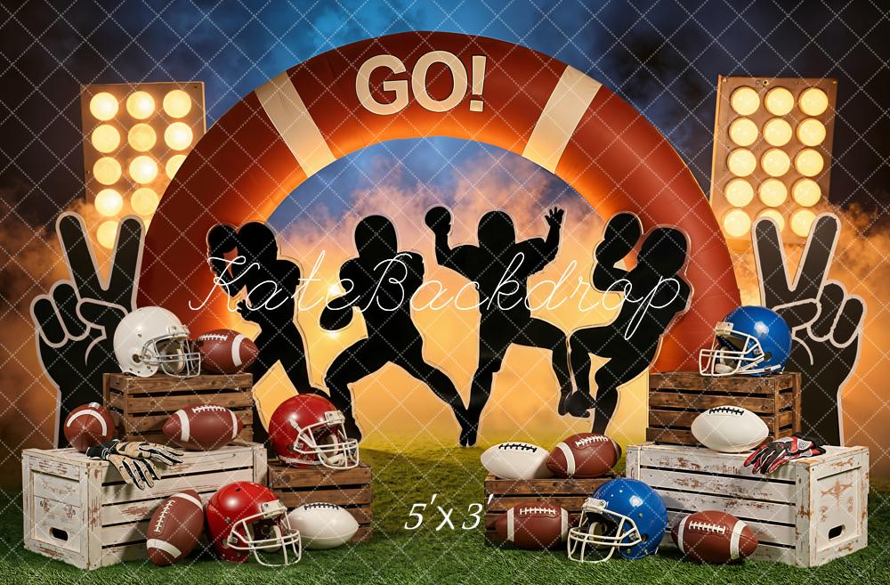 Kate Sports Football Stadium Arch Crates Helmets Silhouettes Backdrop Designed by Emetselch