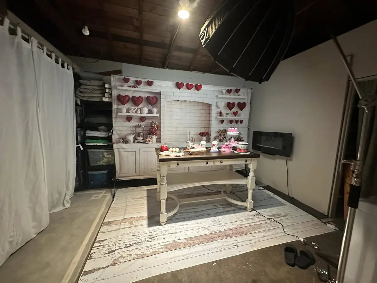 Kate Valentine's Red Heart Kitchen Cabinet Backdrop Designed by Emetselch