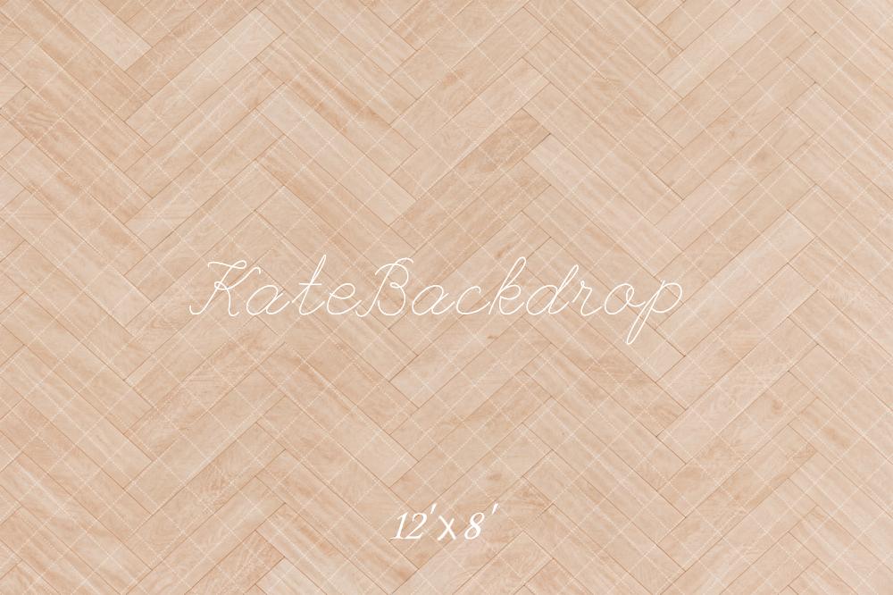 Kate Beige Herringbone Wood Floor Printed Backdrop Designed by Kate Image