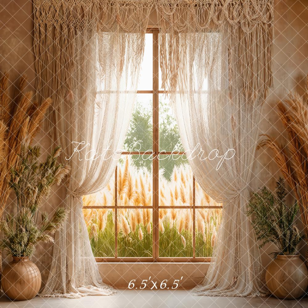 Kate Boho Window Pampas Grass Backdrop Designed by Emetselch