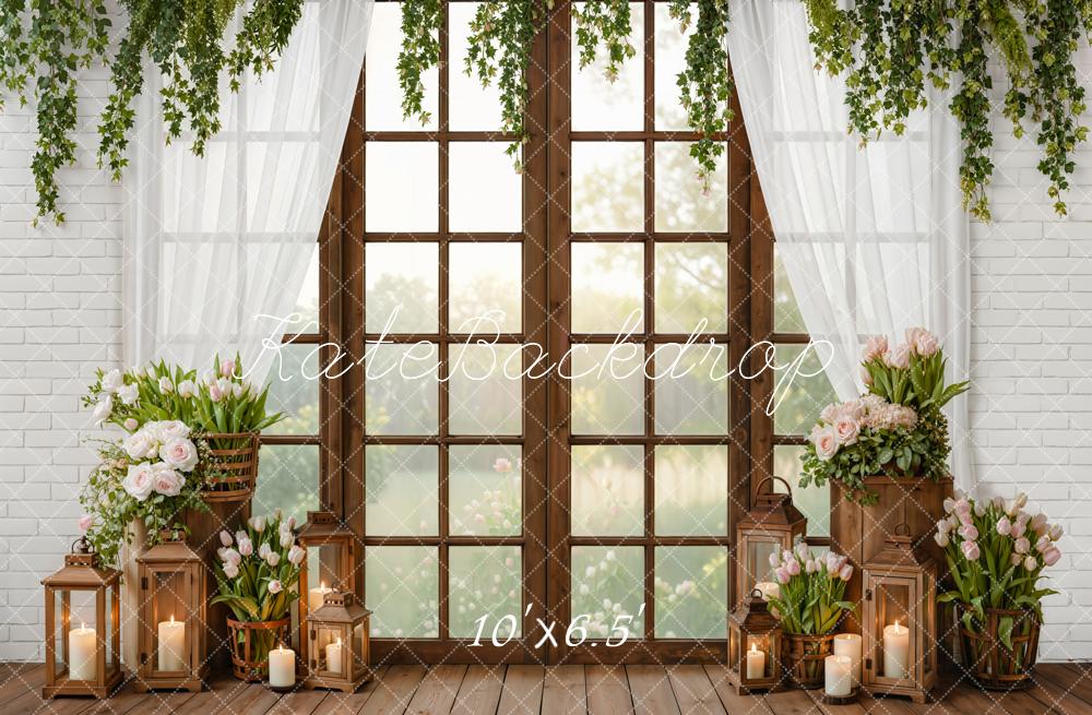 Kate Spring Floral Window Lanterns Backdrop Designed by Emetselch